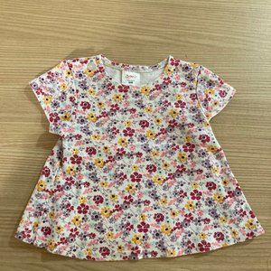 Zutano White Floral Print Short Sleeve 100% Cotton Top T Shirt 6 Months GUC